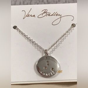 NEW Vera Bradley 16” Silver Cancer Astrology Necklace
